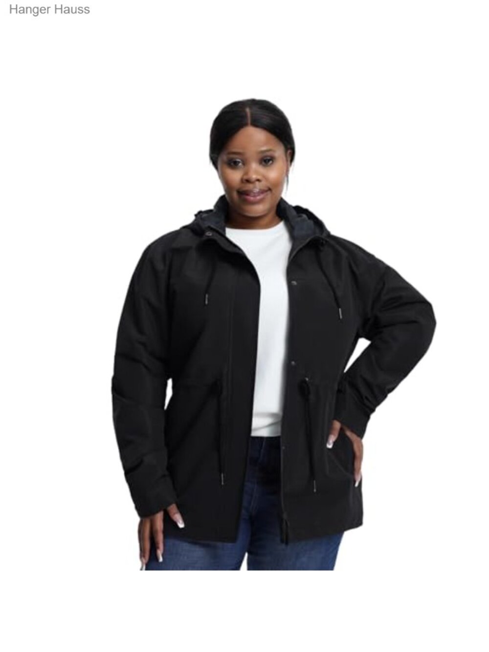 Women's Plus Size Lightweight Windbreaker Jacket Water-Resistant with Hood